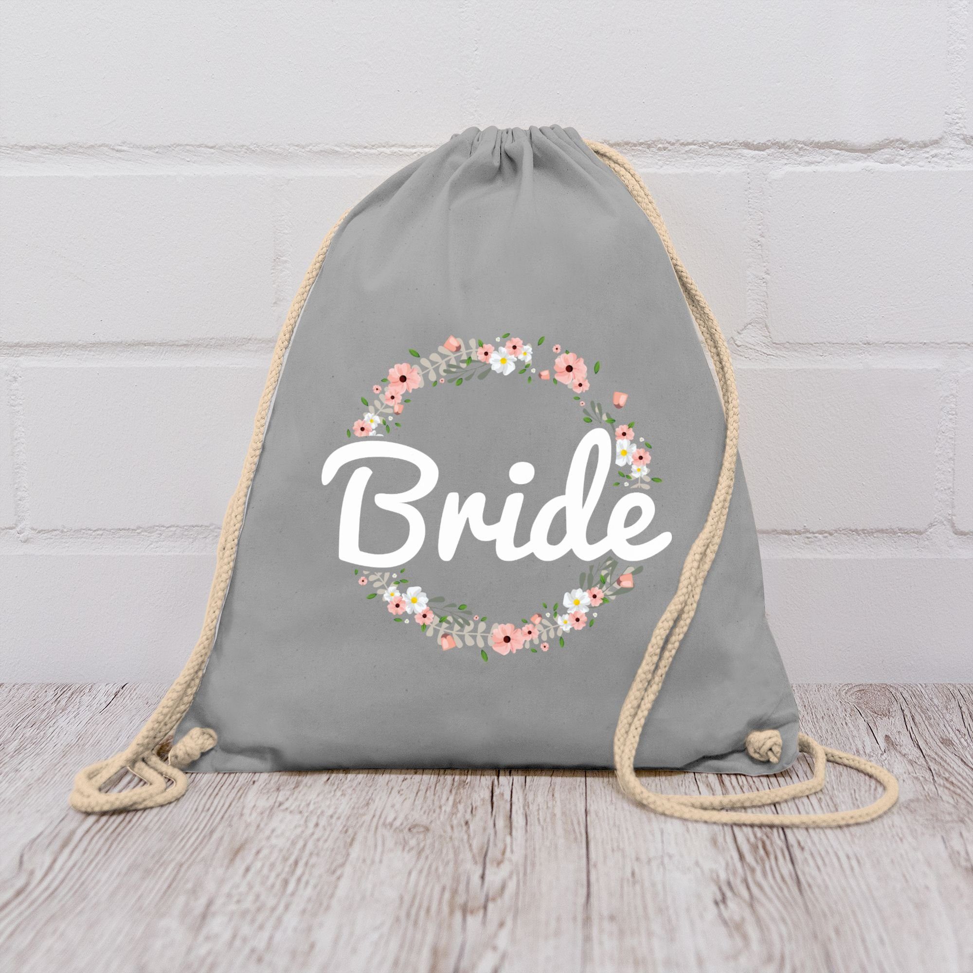 Shirtracer Turnbeutel Bride Blumenkranz, JGA Junggesellenabschied Frauen