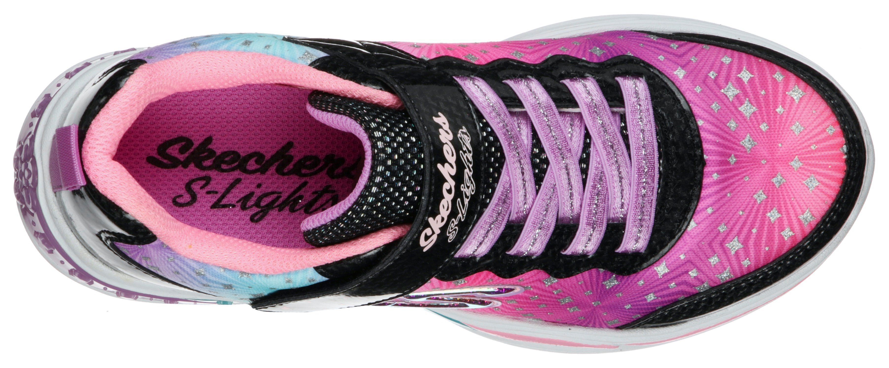 PAINTED Kids - Skechers DAISY POWER Blinkfunktion Sneaker mit schwarz-pink-lila cooler PETALS Blinkschuh