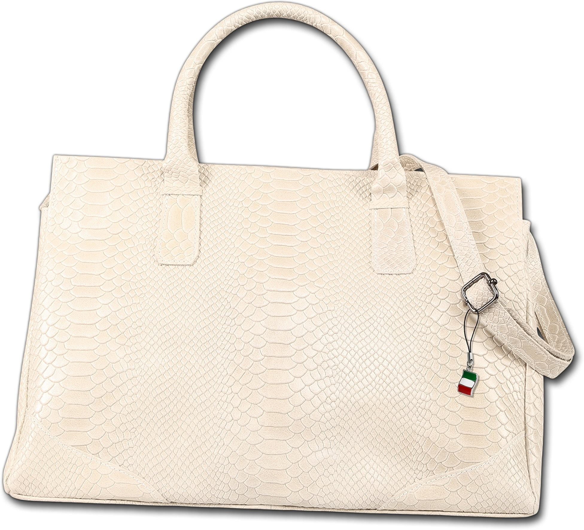 FLORENCE Henkeltasche Florence Damen Henkeltasche Echtleder (Henkeltasche, Henkeltasche), Damen Tasche Echtes Leder beige