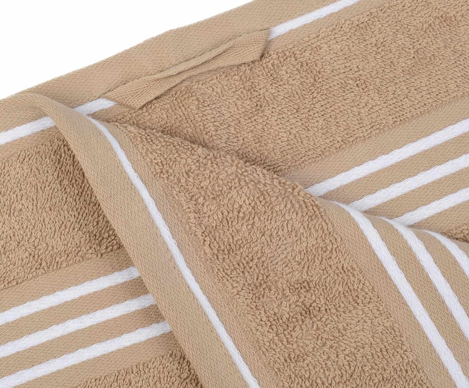 Gözze Handtücher RIO, 30 x Streifen, Aufhängeschlaufe Baumwolle 50 (1-St), mit cm, Sandfarben