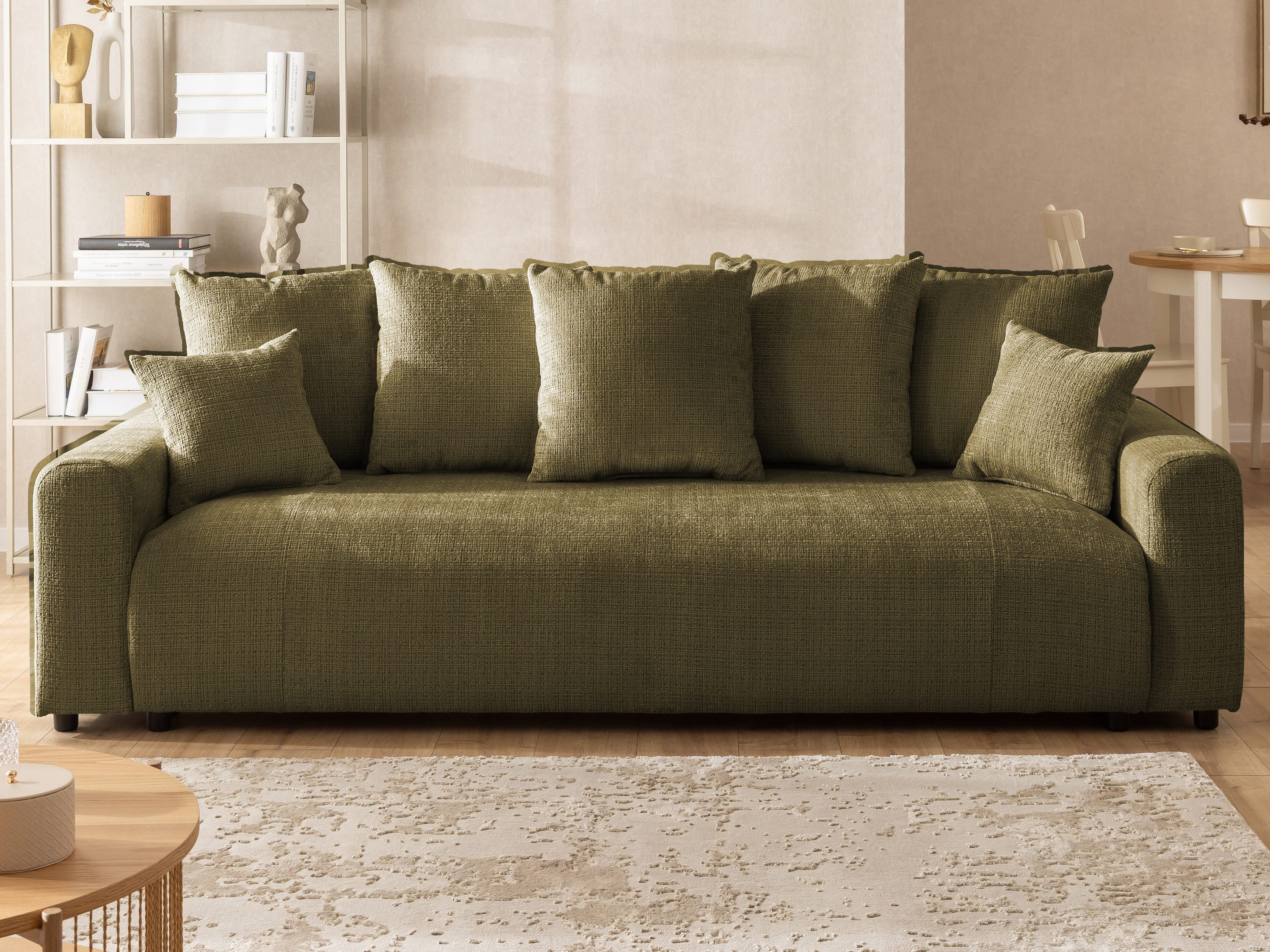 S-Style Möbel Schlafsofa Calma mit Bettkasten im Bumpy-Design aus Chenille-Stoff, mit Wellenfederung und hohem Sitzkomfort