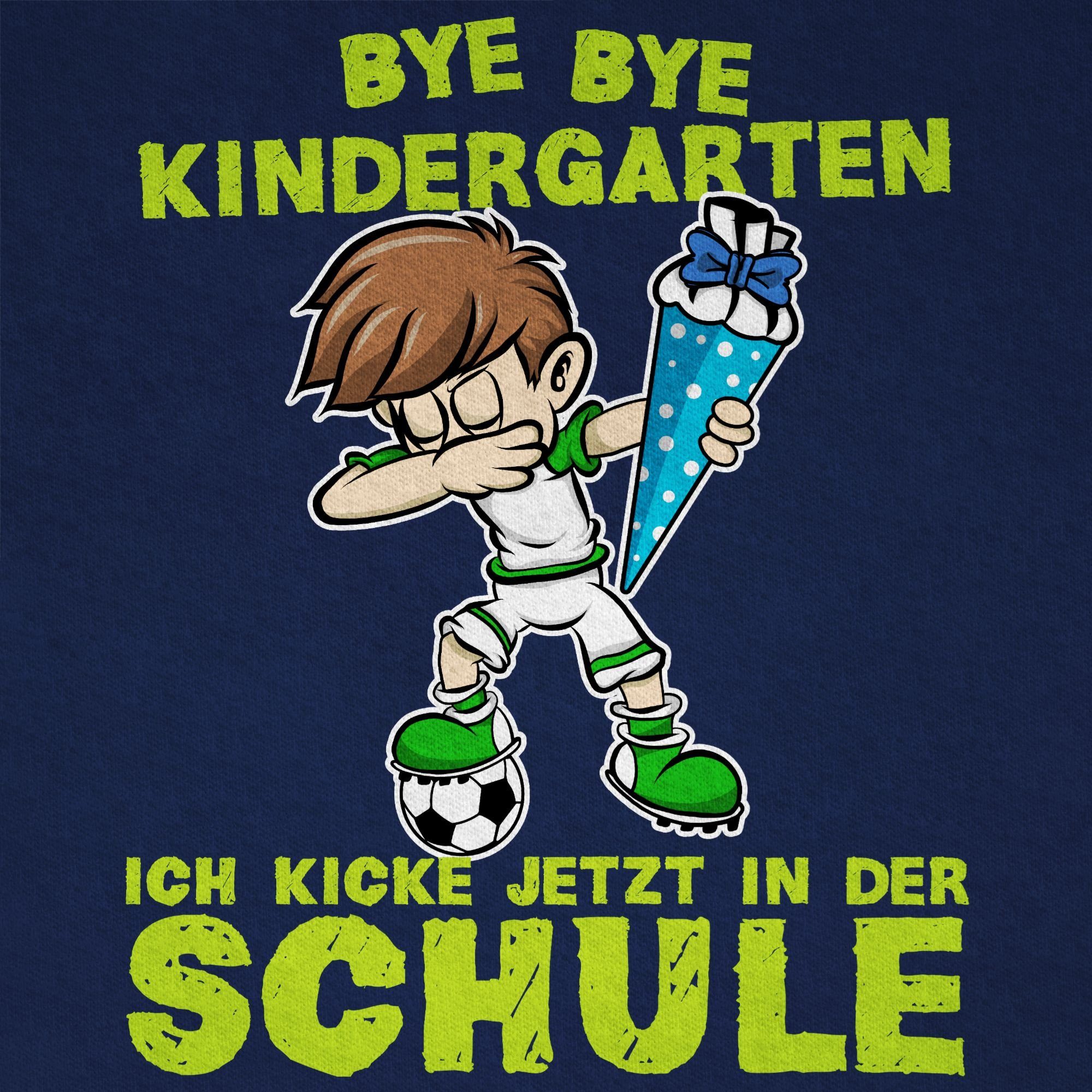 Shirtracer T-Shirt Bye Bye Kindergarten ich kicke jetzt in der Schule Dabbing Junge Fußba (1-tlg) Einschulung Junge Schulanfang Geschenke