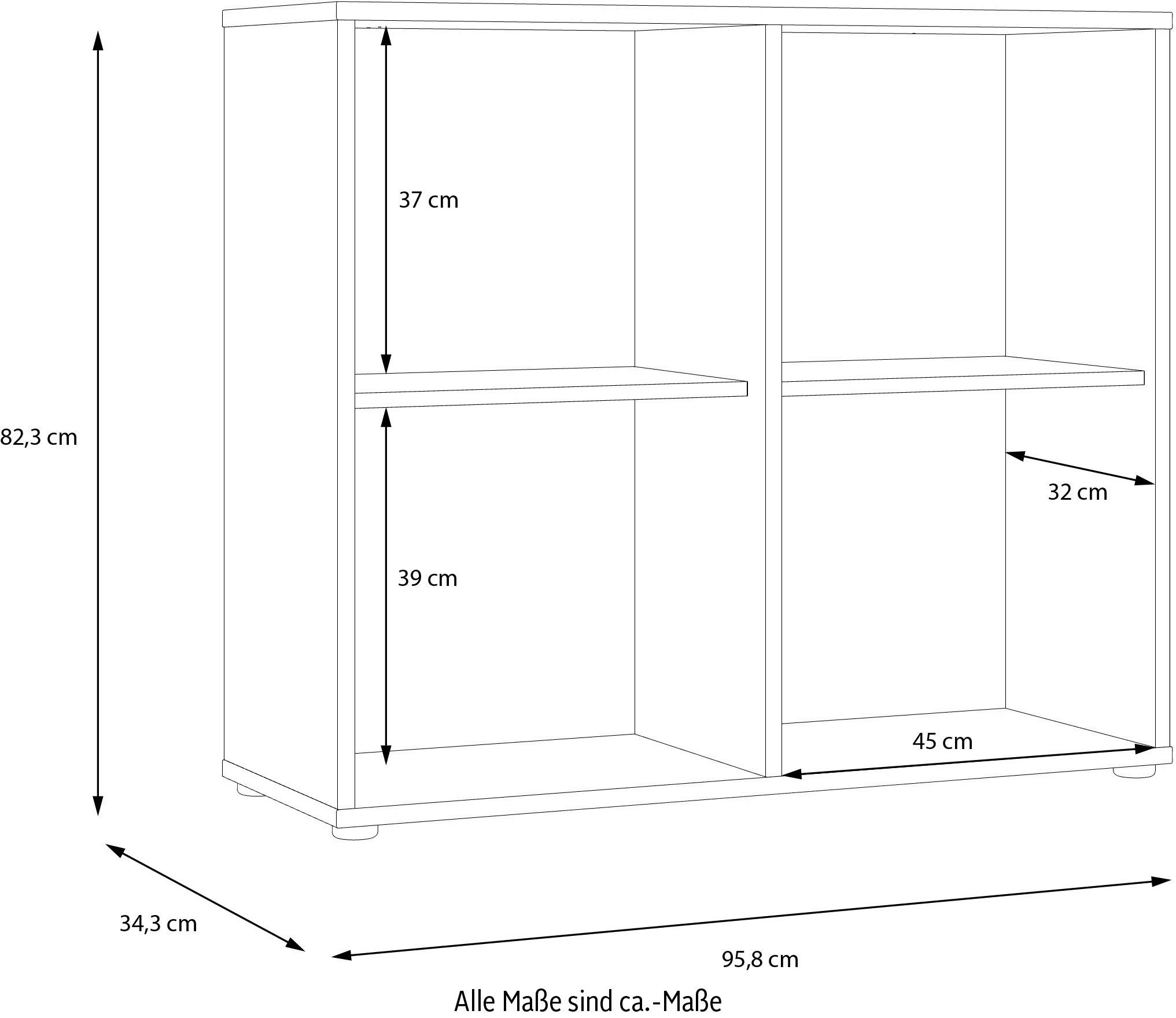 FORTE Kommode Cardigan, Kommode, 2 farbig, Stauraum, Einlegeböden, Soft Close