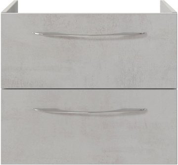 Saphir Waschtisch Serie 4035 Keramik-Aufsatzbecken mit Unterschrank, 88 cm breit, Waschplatz, 2 Schubladen, 1 Tür, inkl. Türdämpfer, Griff Chrom Glanz