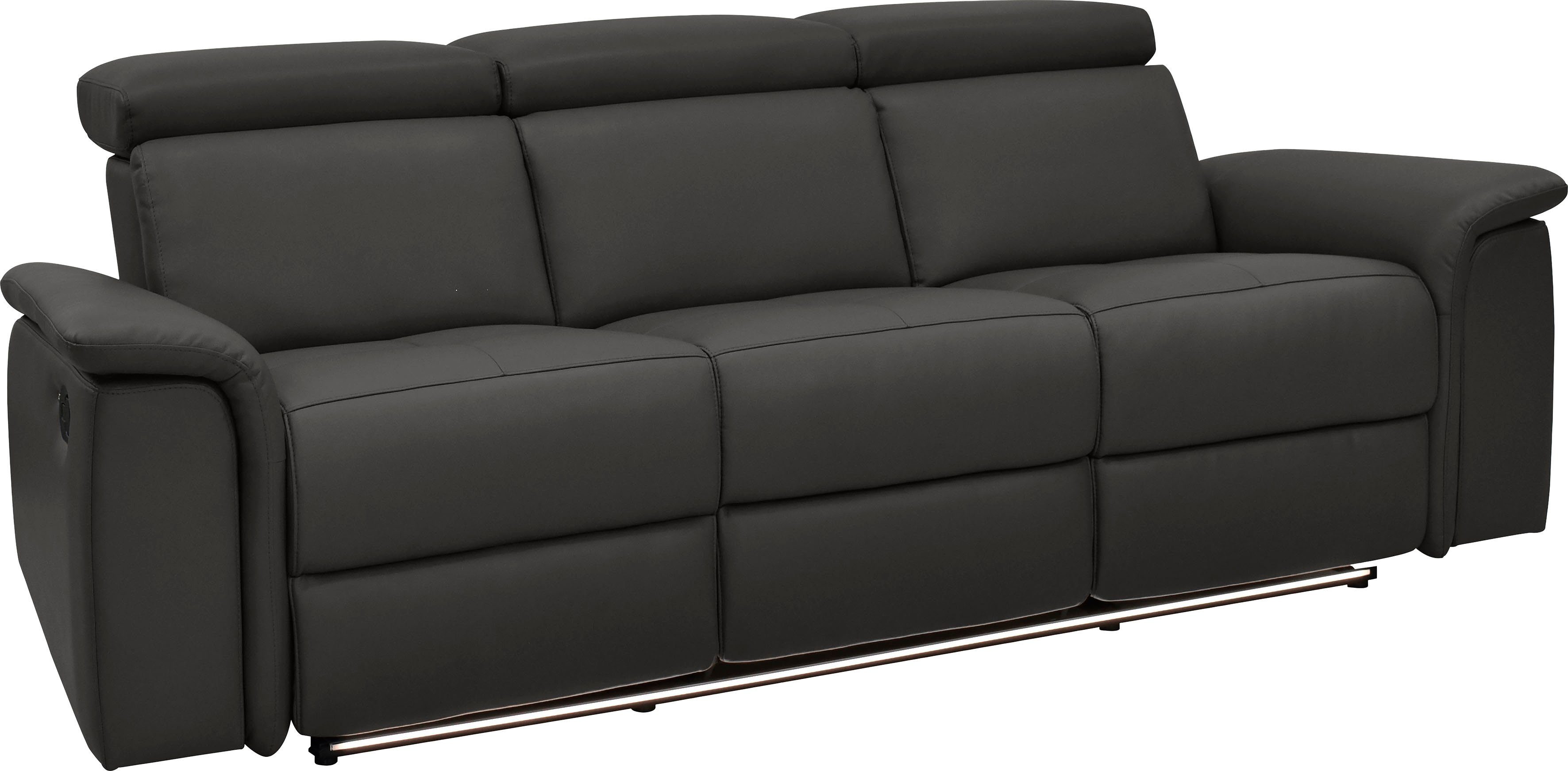 OTTO home 3-Sitzer Pareli 229cm, manuelle u. elektr. Relaxfunktion in 2 Sitzen, USB, KT-Verstellung, LED Beleuchtung, in Echtleder, Kunstleder, Web