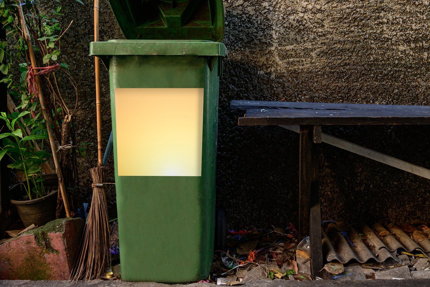 Schimmer (1 MuchoWow Sticker, Container, Abfalbehälter gelbem Sonne mit St), Mülleimer-aufkleber, Mülltonne, Wandsticker