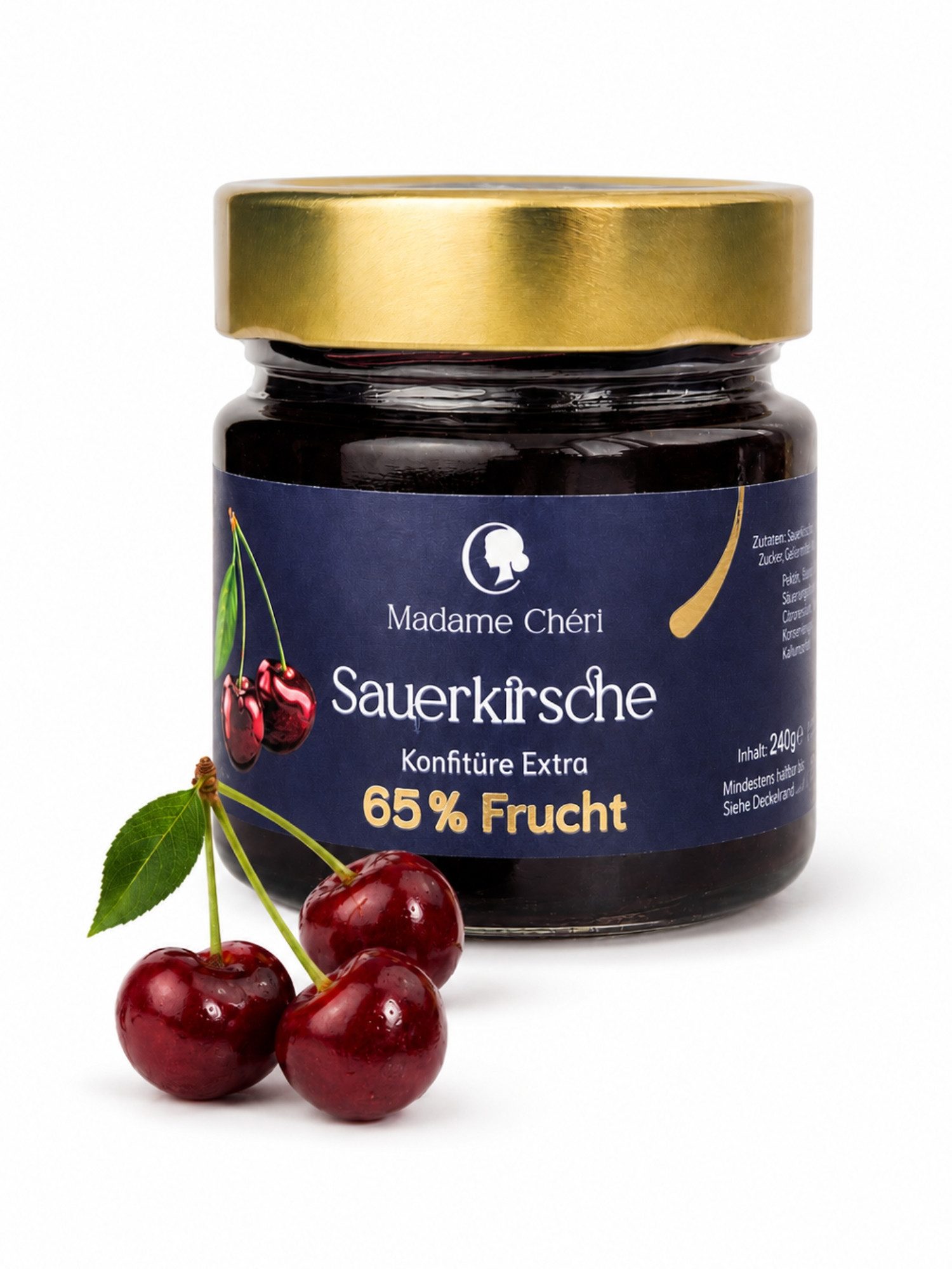 Madame Chéri Fruchtaufstrich Konfitüre Extra 65% Frucht Ohne Glucose Feinkost Genuss, Ohne Glucose, Ohne künstliche Zusätze