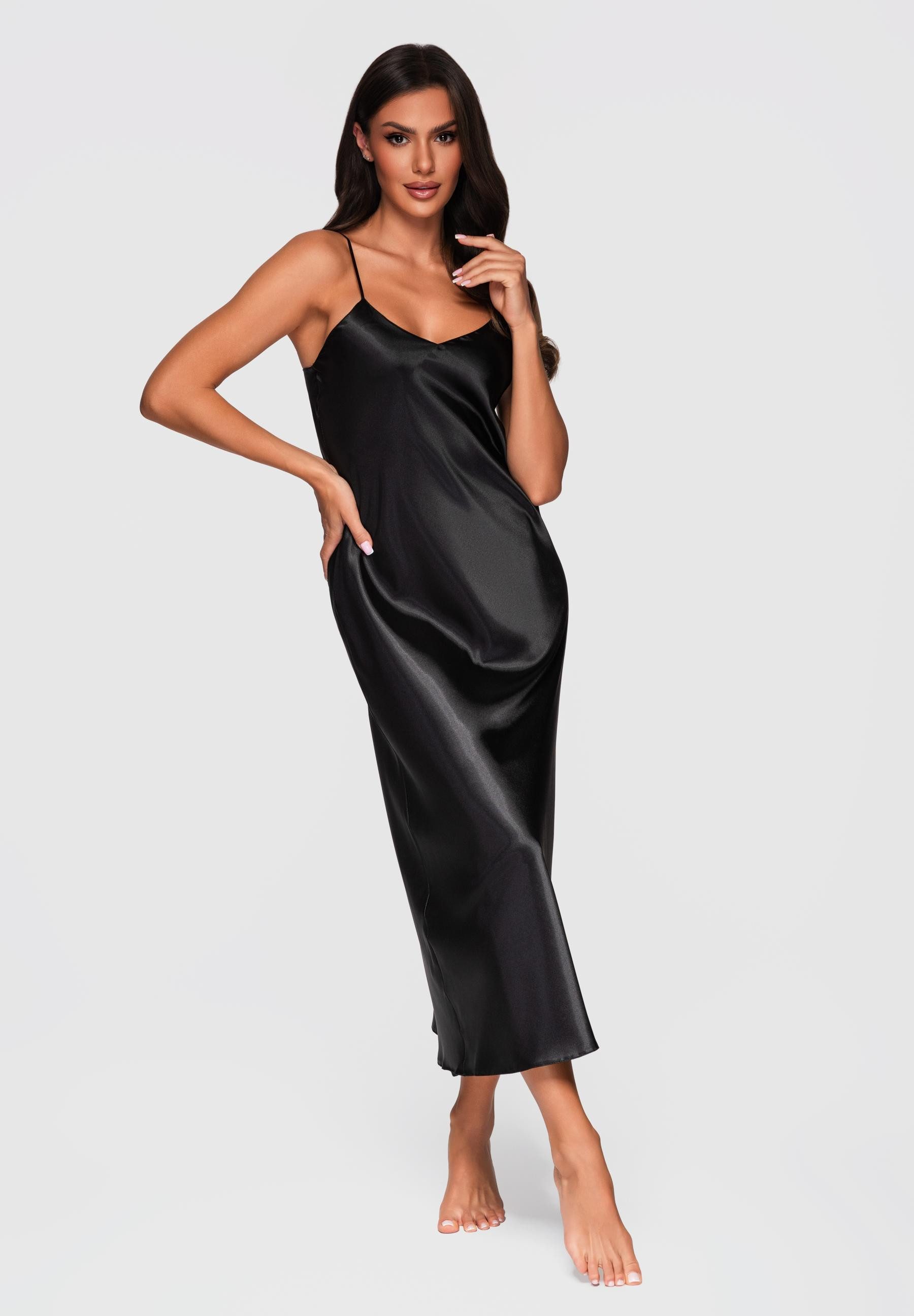 OMBRE Nachthemd Elegantes Satinkleid mit Spaghettiträgern günstig online kaufen