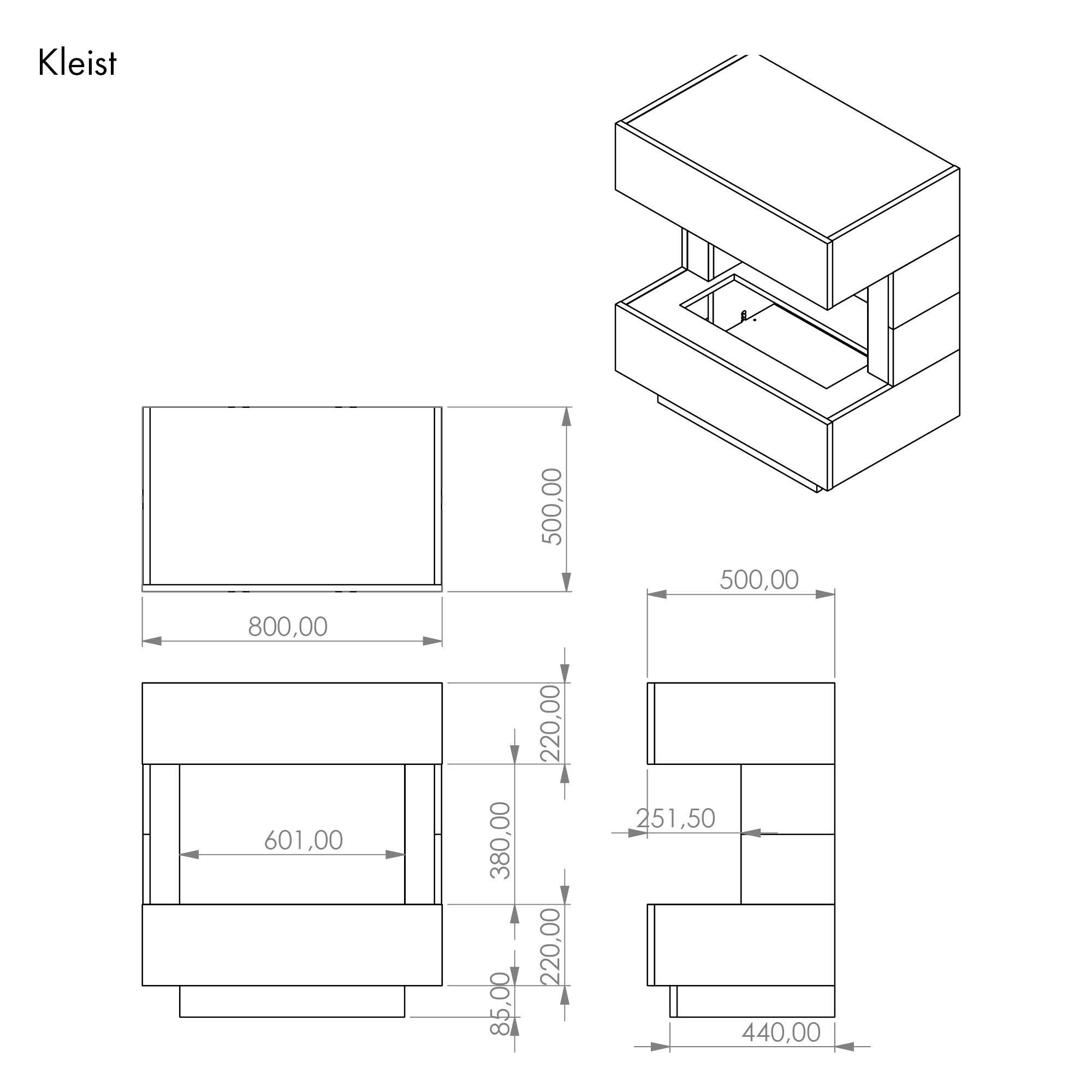 GLOW FIRE Elektrokamin Kleist Wasserdampf Kamin, Elektrischer Kamin, Wasserdampfkamin mit 3D Feuer und Knisterfunktion