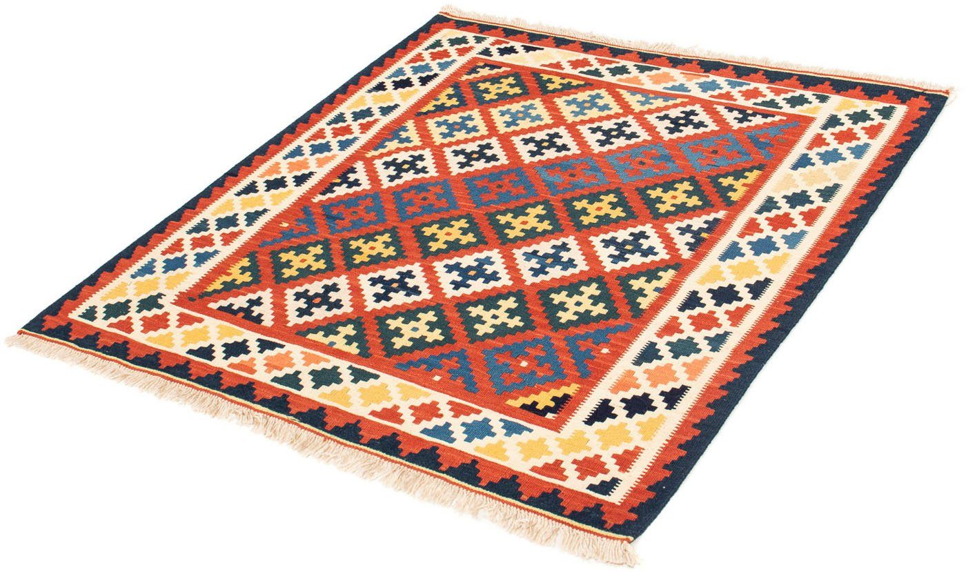 Wollteppich Kelim - Oriental quadratisch - 106 x 102 cm - dunkelrot, morgenland, quadratisch, Höhe: 6 mm, Wohnzimmer, Einzelstück