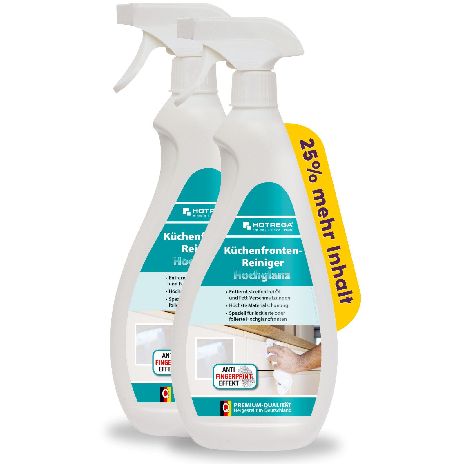 HOTREGA® Küchenfronten Reiniger hochglanz Уборщик кухни (pH-neutral, fettlösend & streifenfrei)