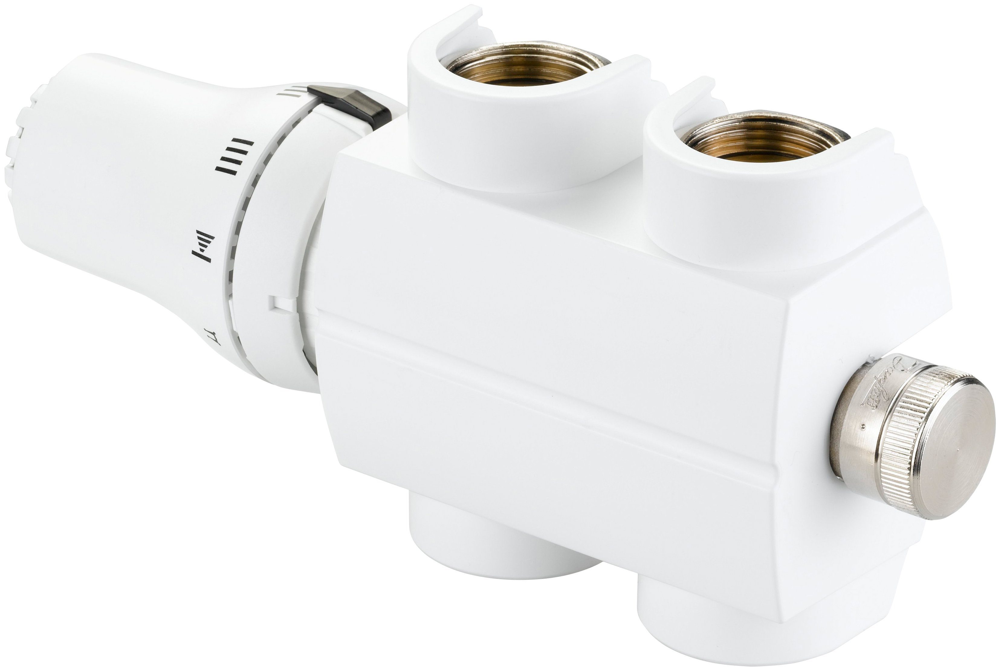 Sanotechnik Heizkörperthermostat Badheizkörper-Regler, (Set) eckig, Anschluss mittig-unten, mit Thermostatkopf