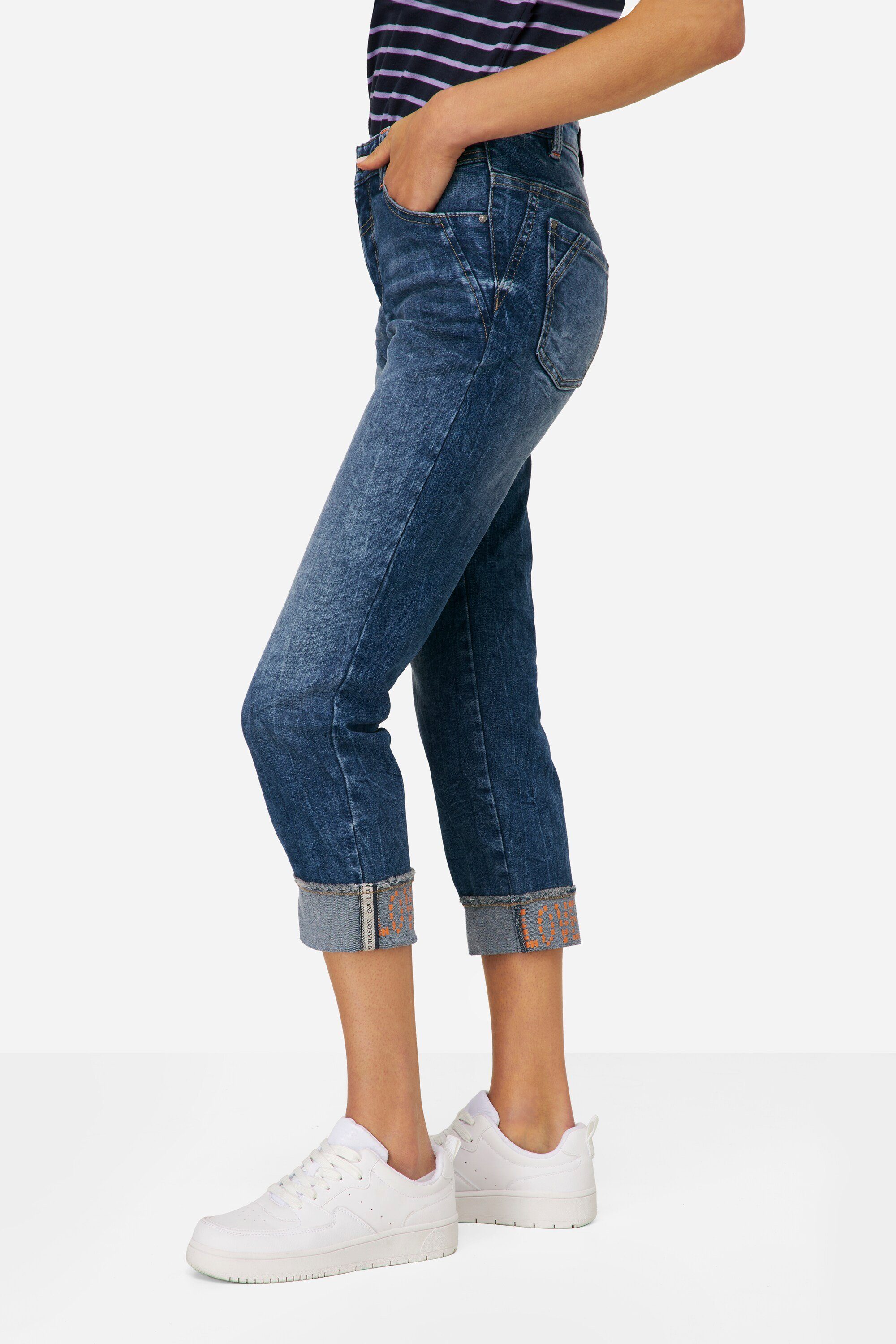 5-Pocket Regular-fit-Jeans 7/8-Slim-Jeans Saum-Umschlag Laurasøn