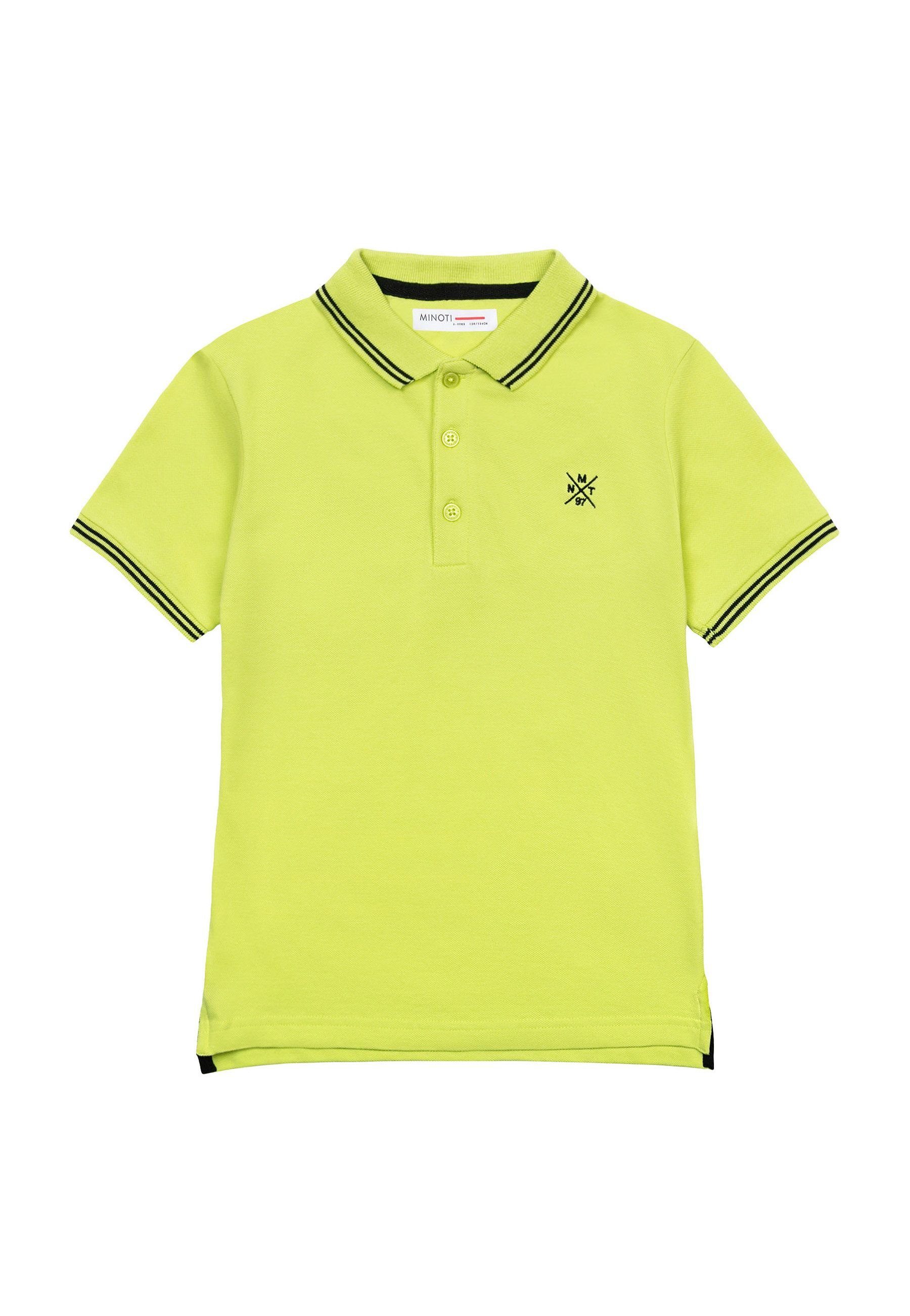 mit MINOTI Poloshirt Grün Kontrastelementen (1y-14y) Poloshirt