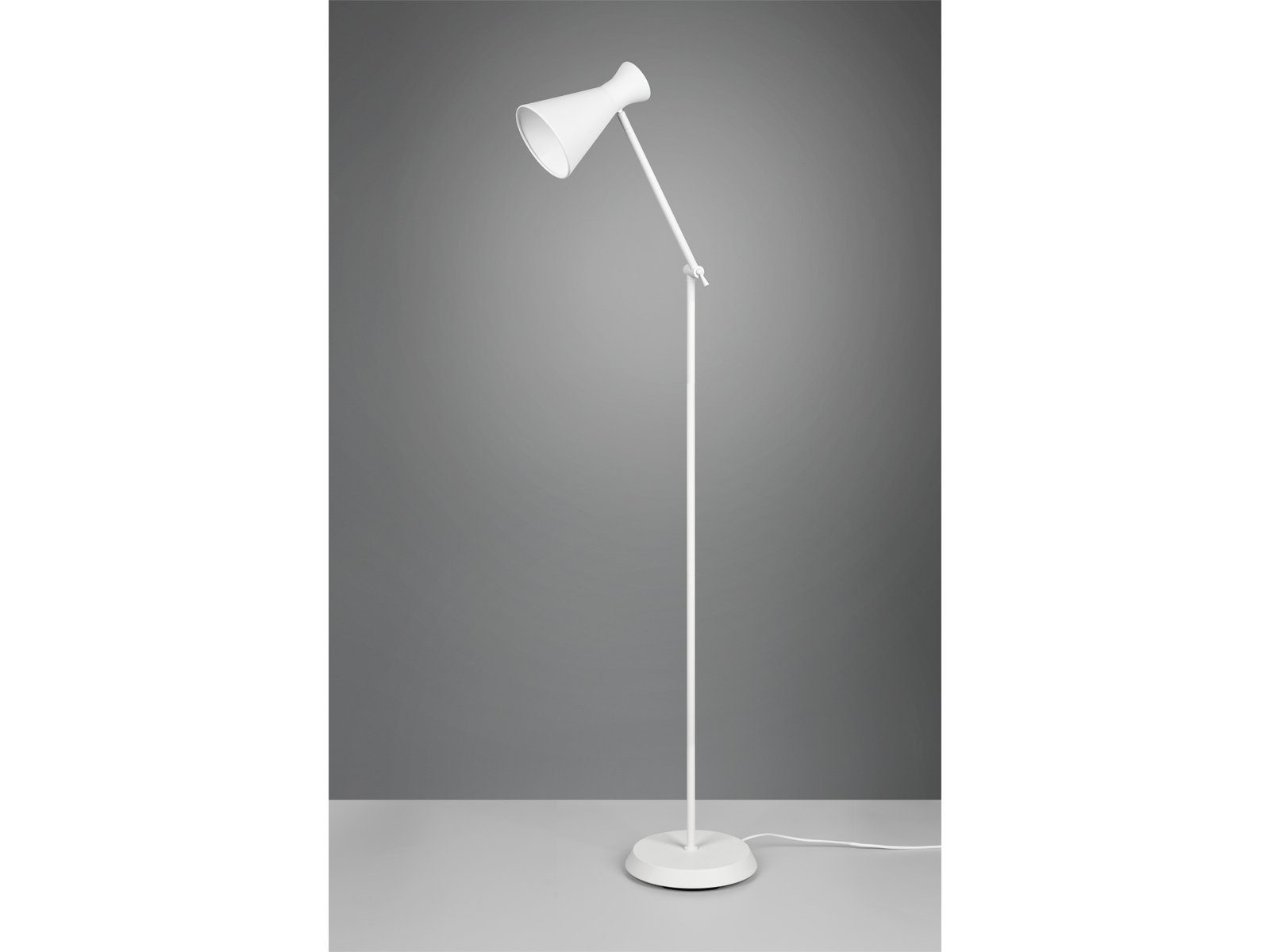 Reality Leuchten LED Stehlampe, Dimmfunktion, LED wechselbar, Warmweiß, Leselampe Ecke dimmbar, Designklassiker Industrial, Weiß, Höhe 150cm