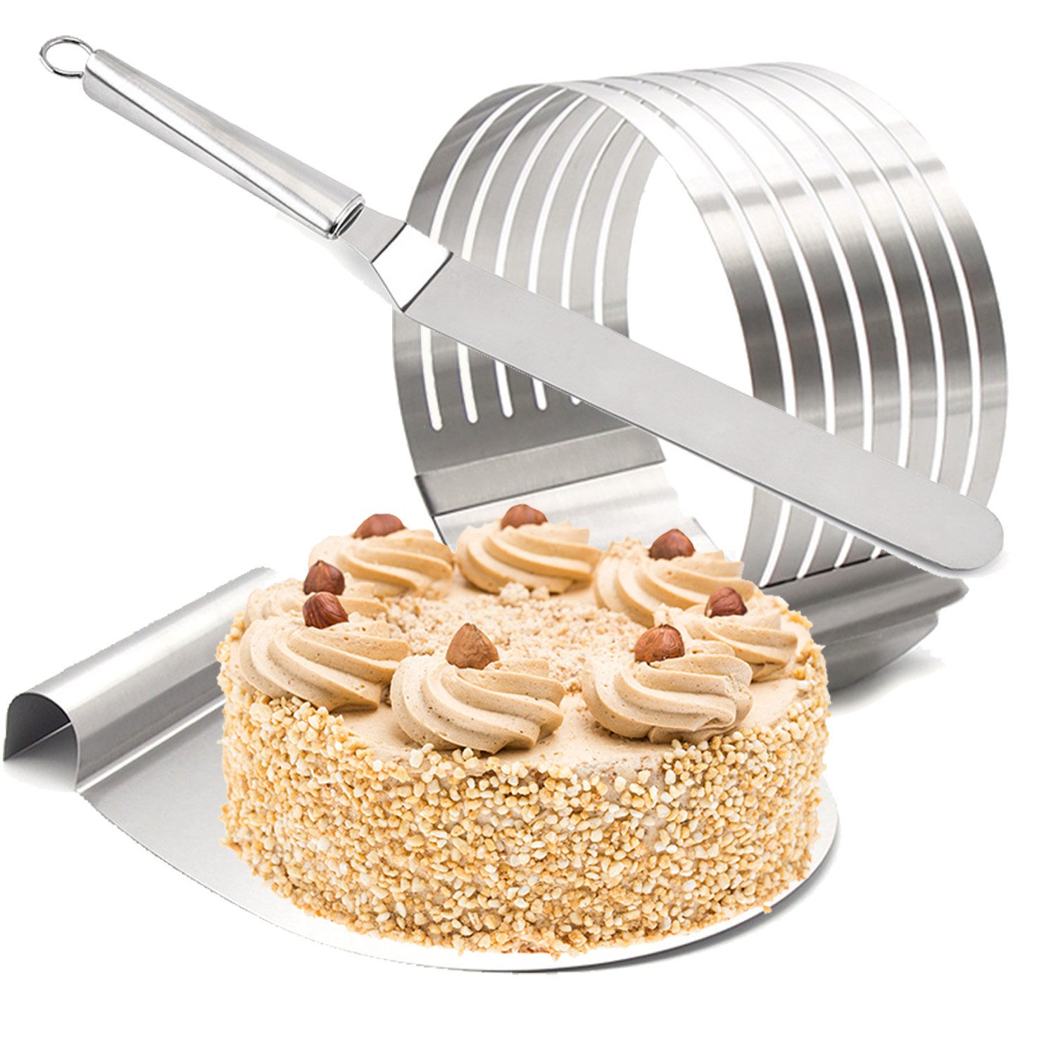 Smart-Planet Tortenring Tortenring Smart-Planet Set 4-teilig mit verstellbarem Backring hoch, 4, Edelstahl, rund