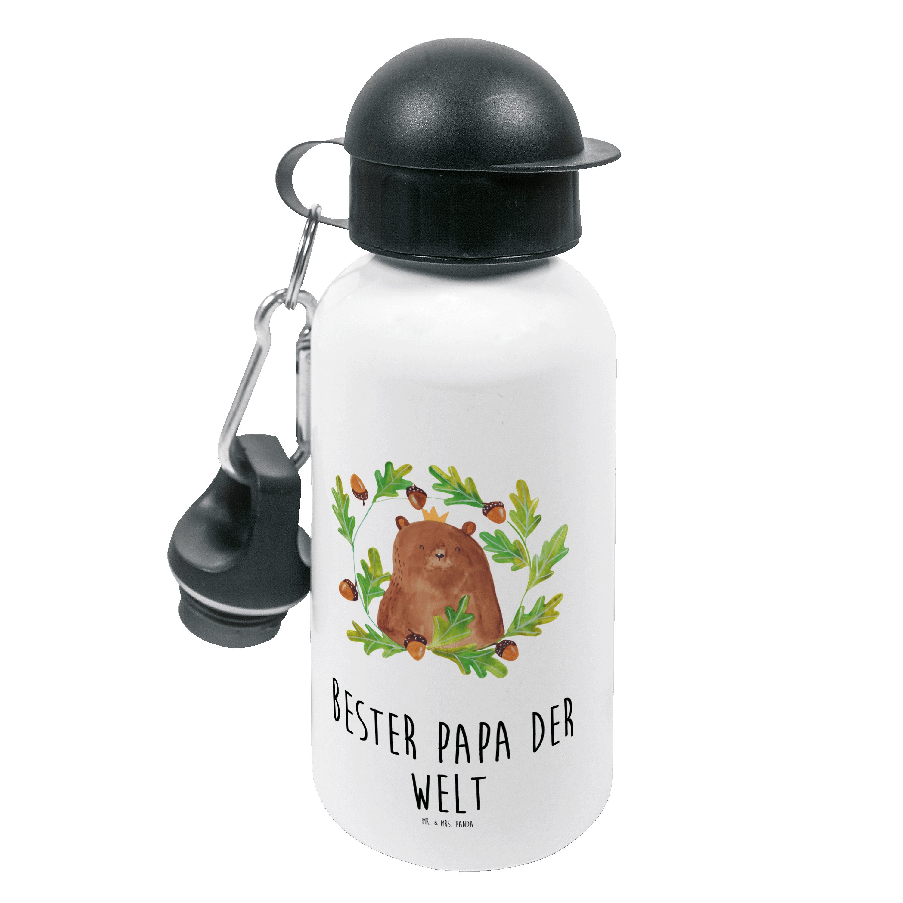 Mr. & Mrs. Panda Trinkflasche Bär König - Weiß - Geschenk, Kinderflasche, Kinder Trinkflasche, Kids, Bruch- und auslaufsicher