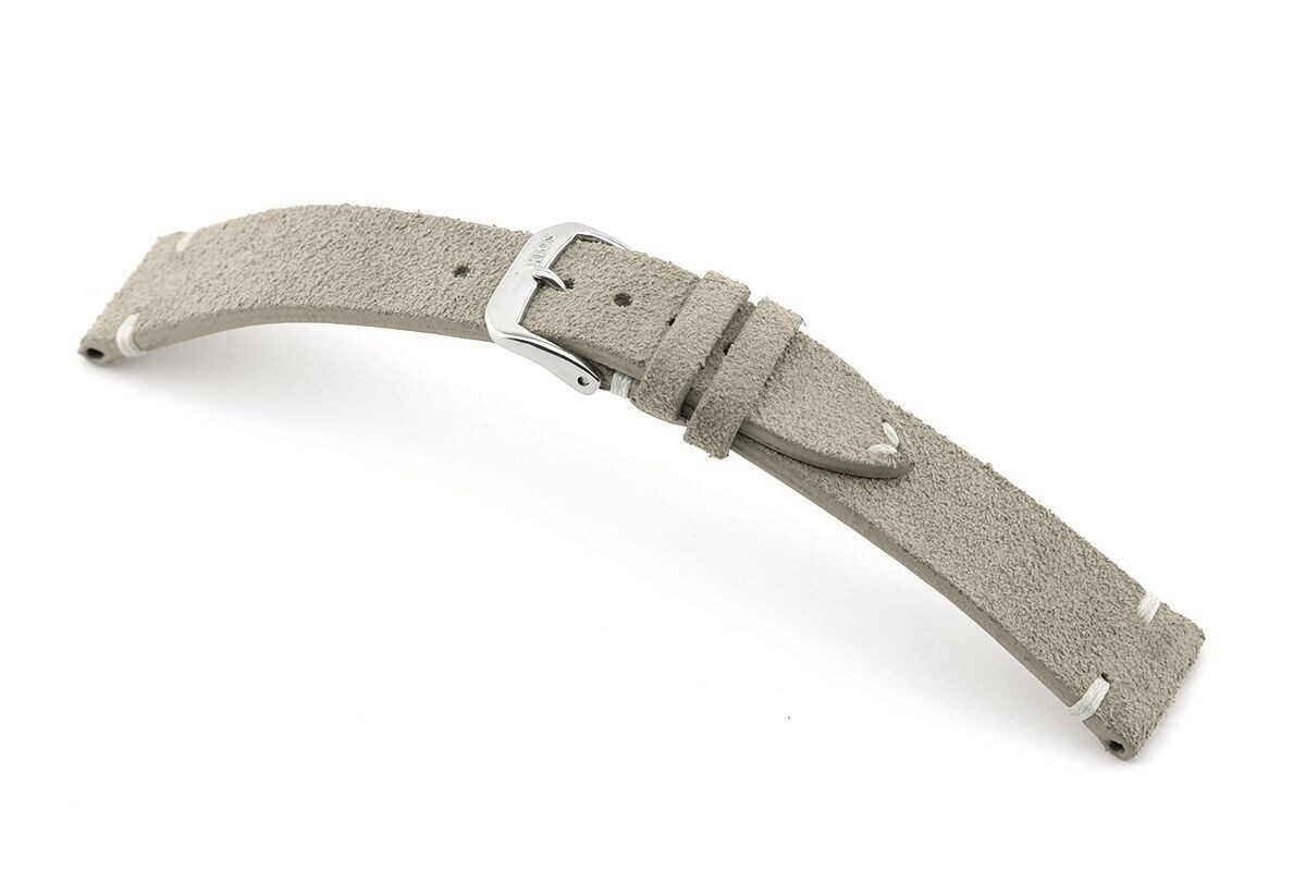 RIOS1931 Uhrenarmband Echt Velourleder Modell Hudson in Steingrau