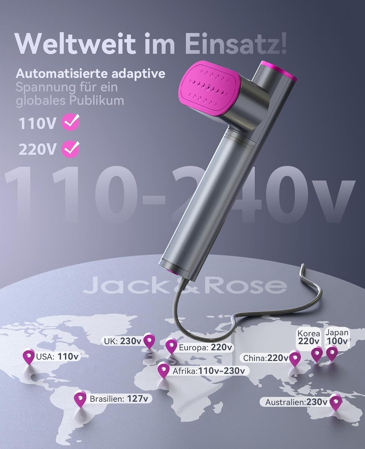 Oneisall Reise-Dampfbügeleisen KALO 2-in-1 Dampfglätter für Global, 1000W Steamer, 1000 W, Tragebar