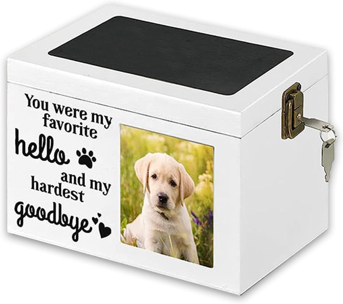 Happy Home Aufbewahrungsbox Haustierurne aus Holz mit Fotodisplay und Schloss