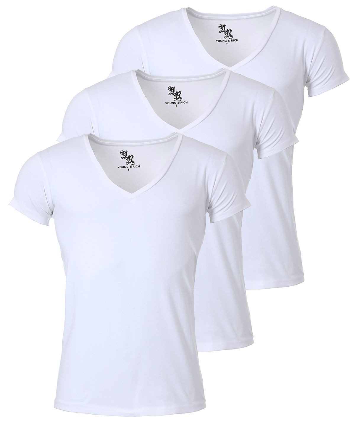 Young & Rich T-Shirt Herren Uni Basic 1315 extra tiefer Ausschnitt 3er Pack günstig online kaufen