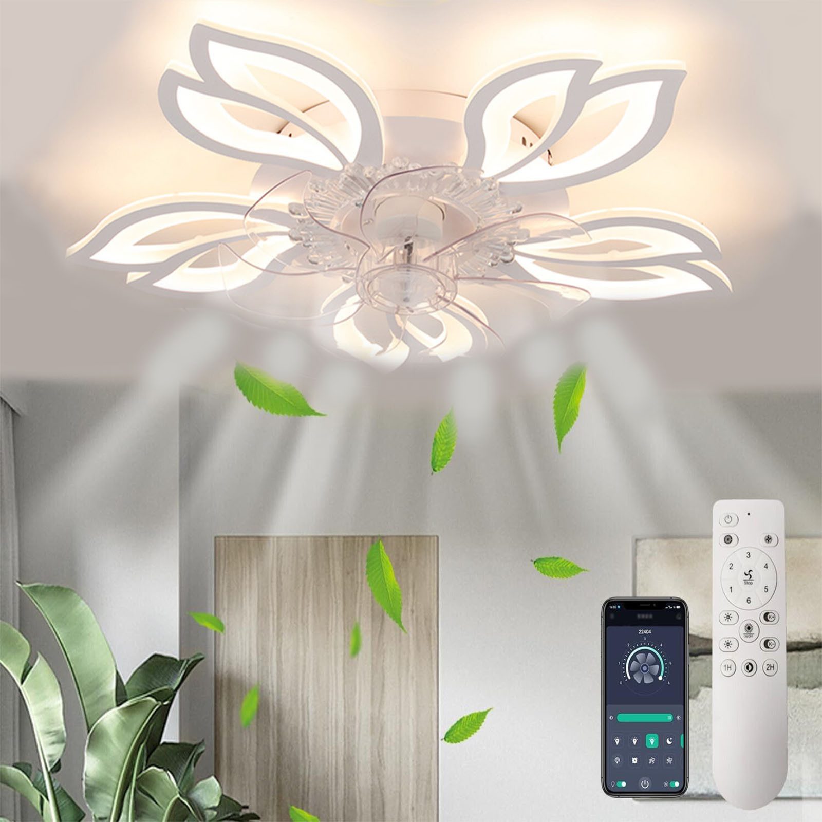 oyajia Deckenventilator 85W Deckenleuchte Dimmbar, Leise günstig online kaufen