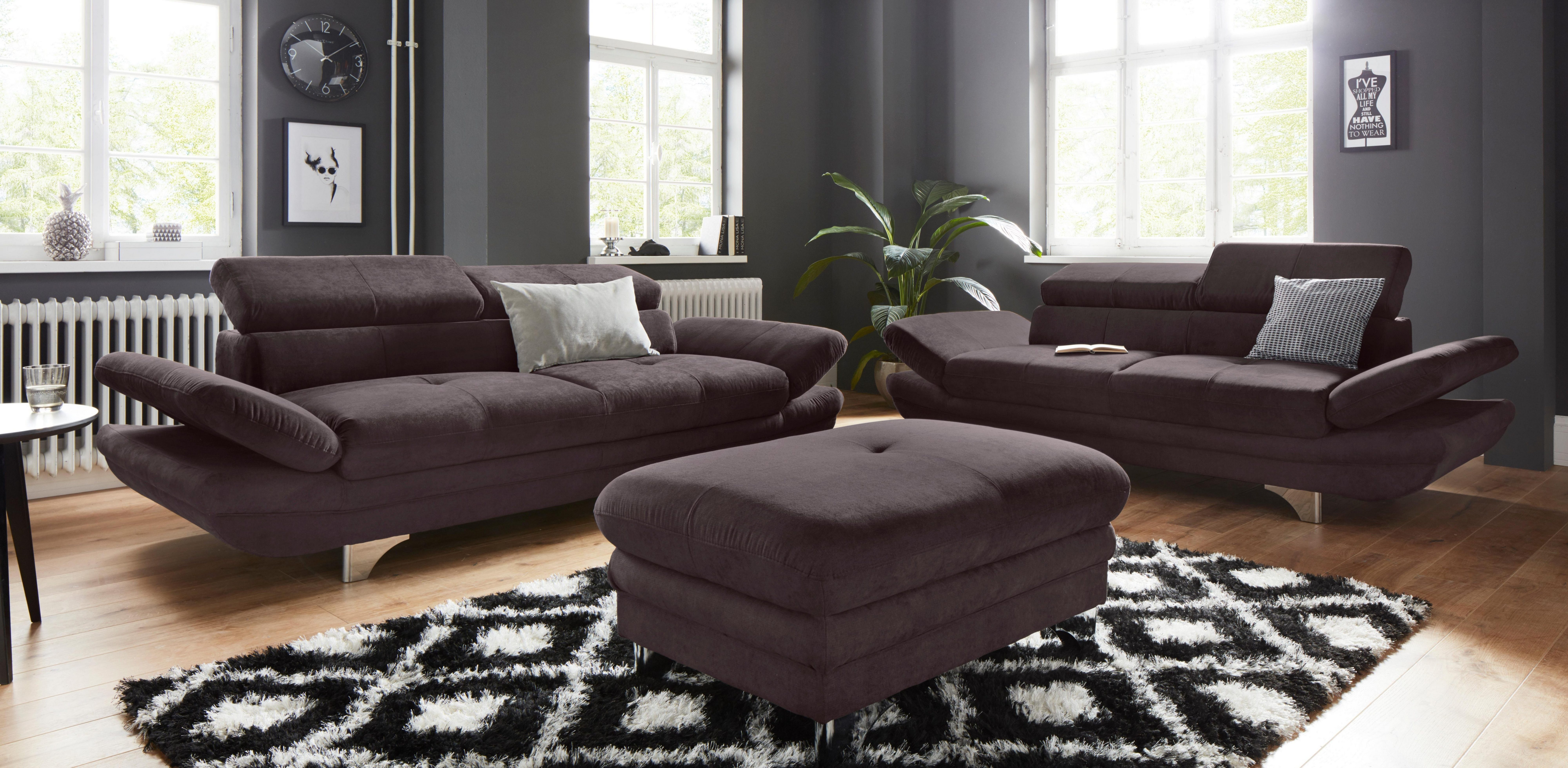 COTTA Polstergarnitur Enterprise, (Set), Set bestehend aus 2,5-Sitzer mit Arm- & Kopfteilverstellung & Hocker