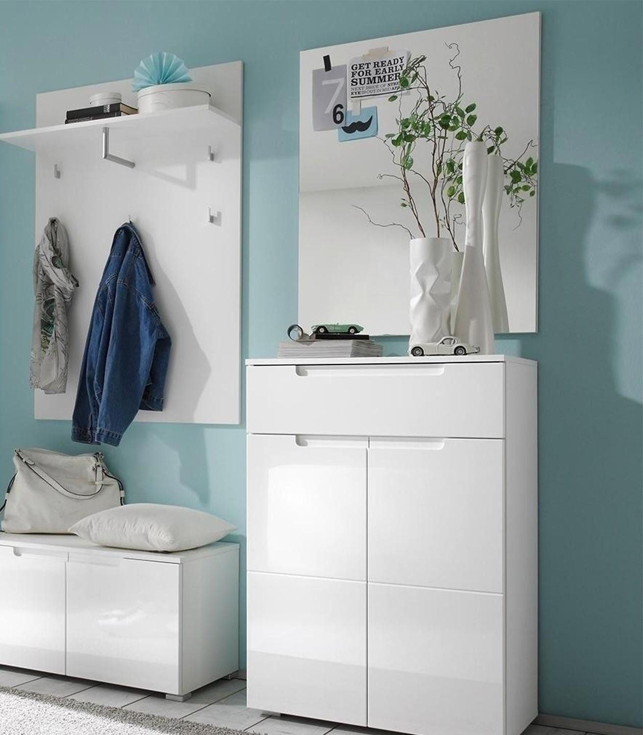 Garderobe Garderobenspiegel, SABIA, Grau, B 70 cm, T 2 cm
