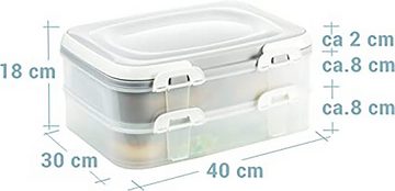 2friends Kuchentransportbox Kuchen-Transportbox, Kuchenbehälter mit praktischem Hebeeinsatz, Kunststoff, (Set, 2-tlg), Clickverschlüssen und Tragegriffen, 2 Etagen, Maße 40 x 30 x 18 cm