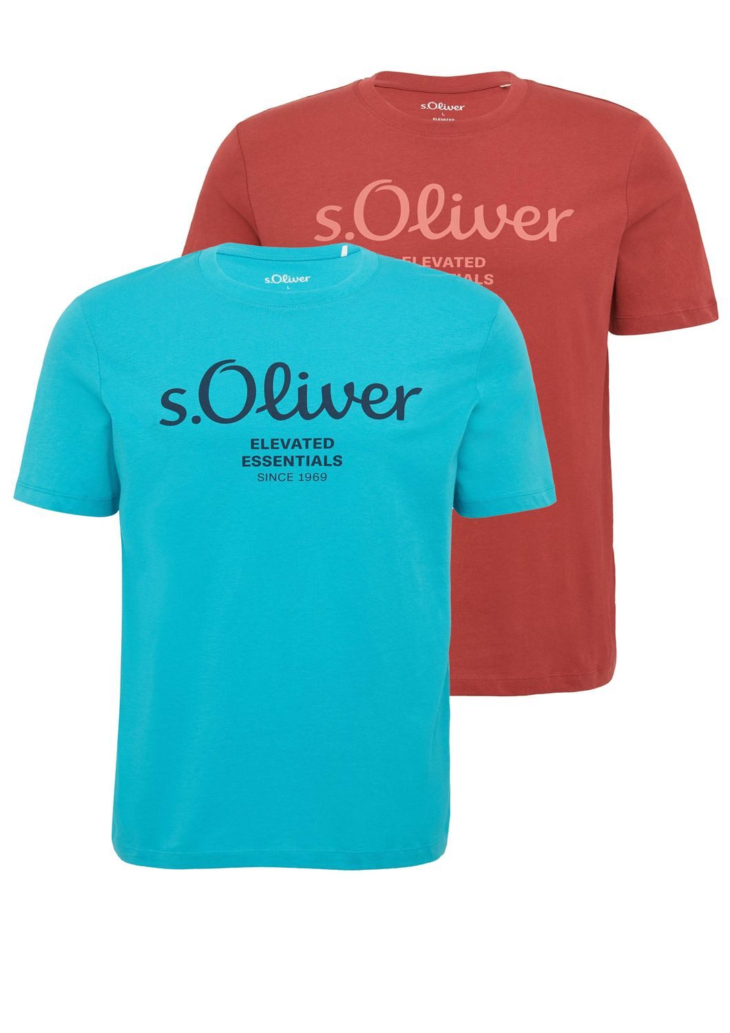 s.Oliver T-Shirt Big Size (2-tlg) Rundhals, kurzarm, Logo-Aufdruck