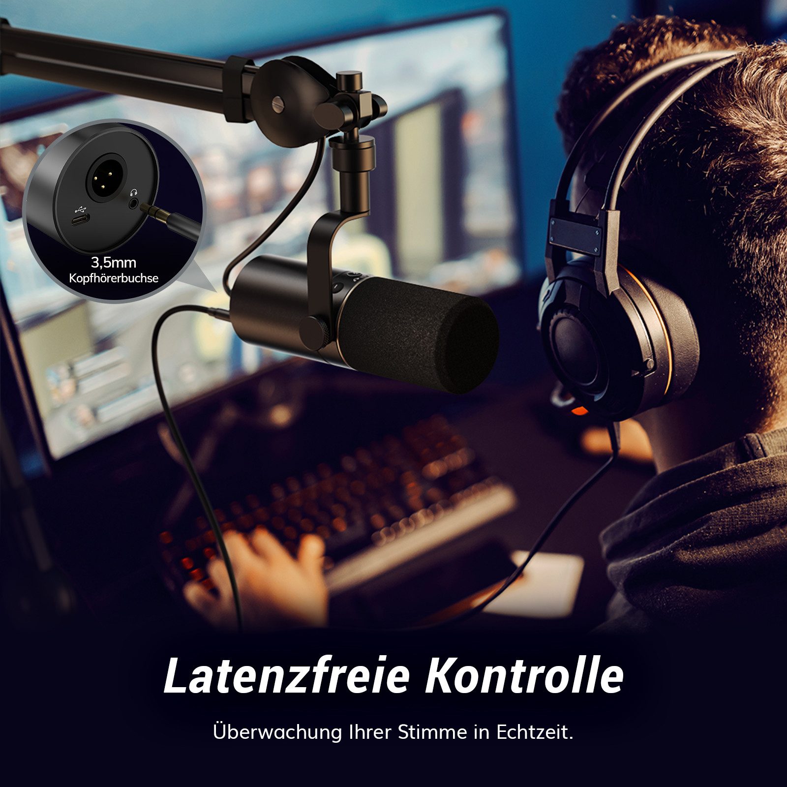 TONOR Mikrofon Dynamisches Mikrofon PC Microphone Gaming Mikrofon TD510