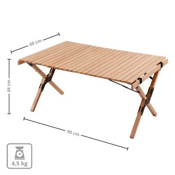 Human Comfort Campingtisch Camping Roll Tisch Garten Klapptisch, Falt Lamellen Groß Holz 90x60