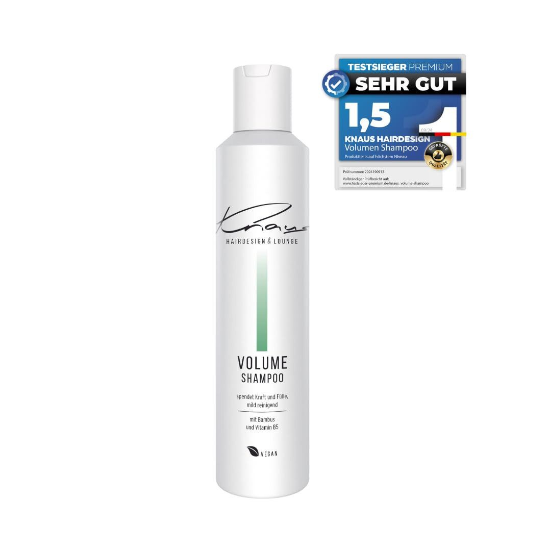 Knaus Hairdesign Haarshampoo VOLUME Fülle und Volumen für feines dünnes Haar B5, mit Bambus und Vitamin B5
