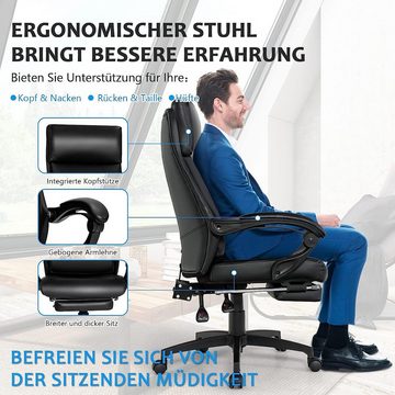 KOMFOTTEU Chefsessel Computerstuh, mit verstellbarer Rückenlehne, mit 360°-Rollen