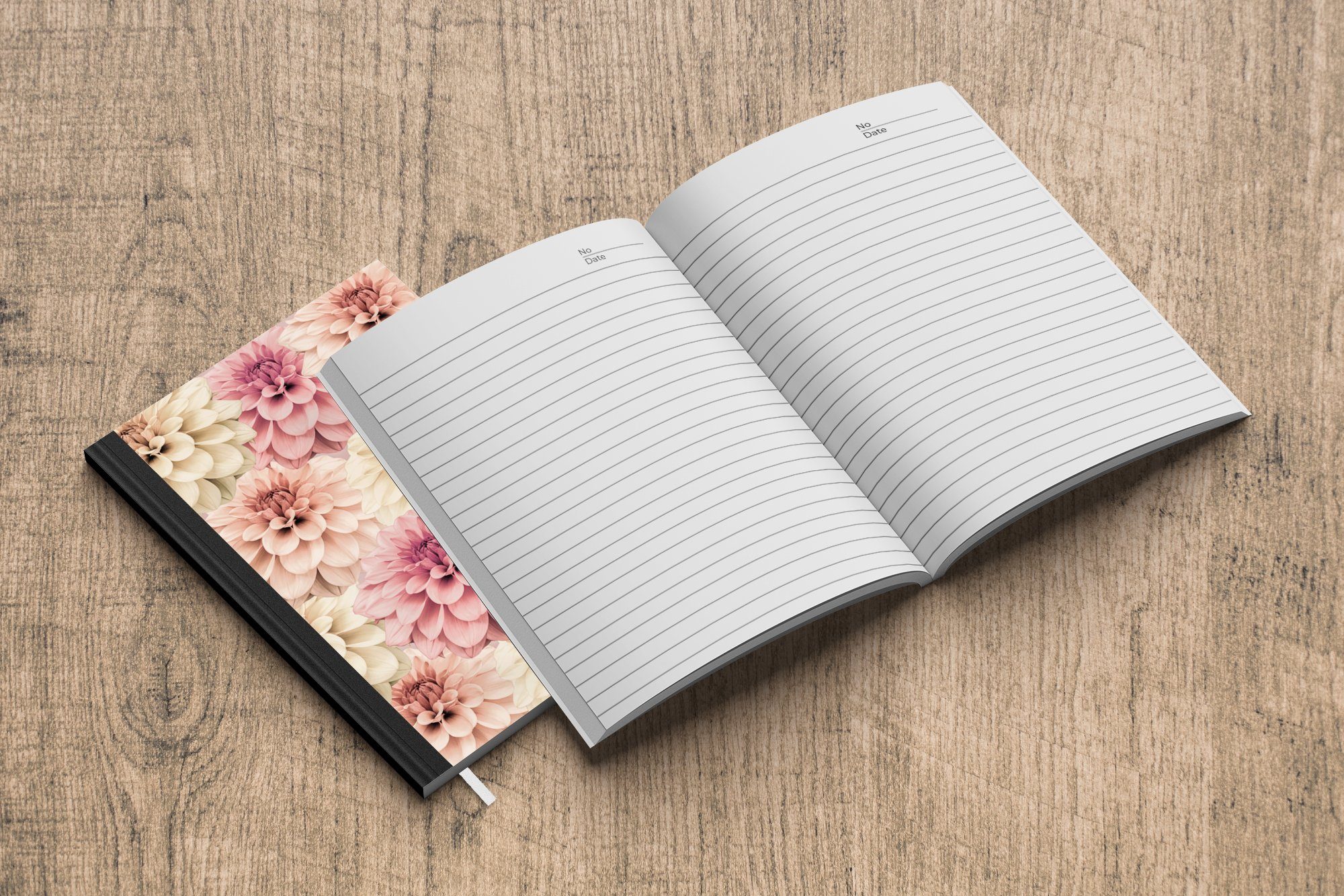 MuchoWow Notizbuch Merkzettel, - Notizheft, - Blumen Haushaltsbuch 98 A5, - Seiten, Weiß Rosa Tagebuch, Journal, Natur