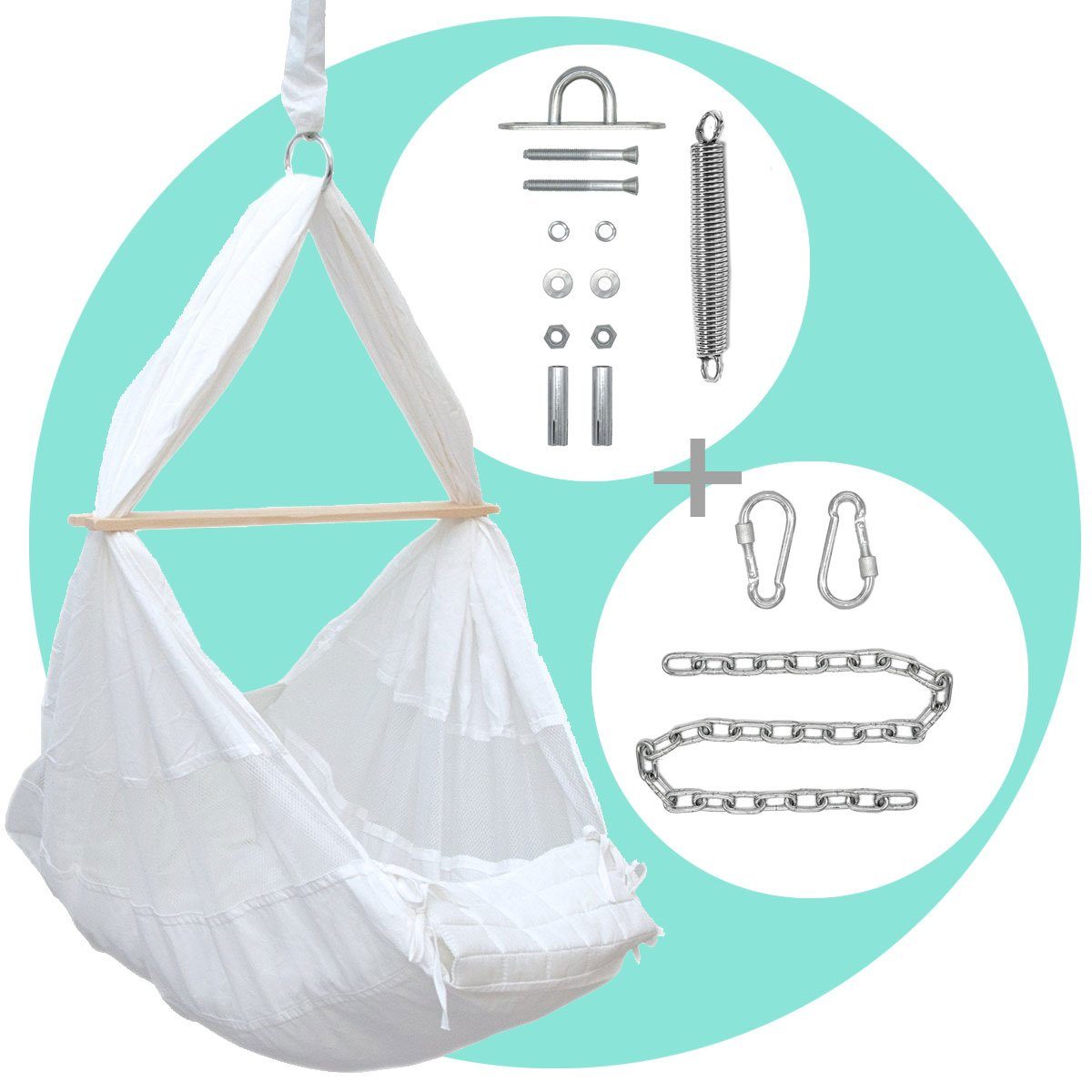 AMANKA Babywippe Baby Federwiege mit 100cm Kette Schwerlast Decke, Hängemat günstig online kaufen