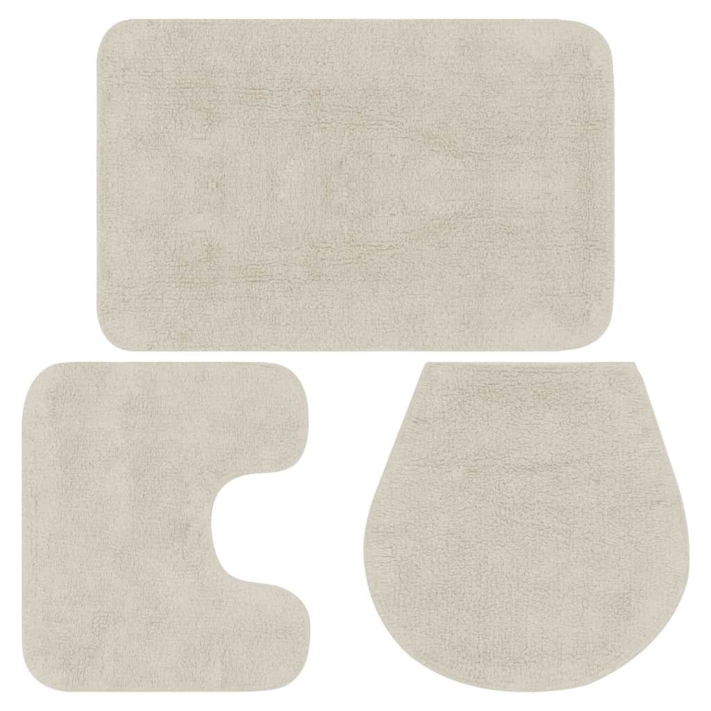 Badematte Weiß Badematten Set 3-tlg Stoff Weiß Badevorleger Badeteppich