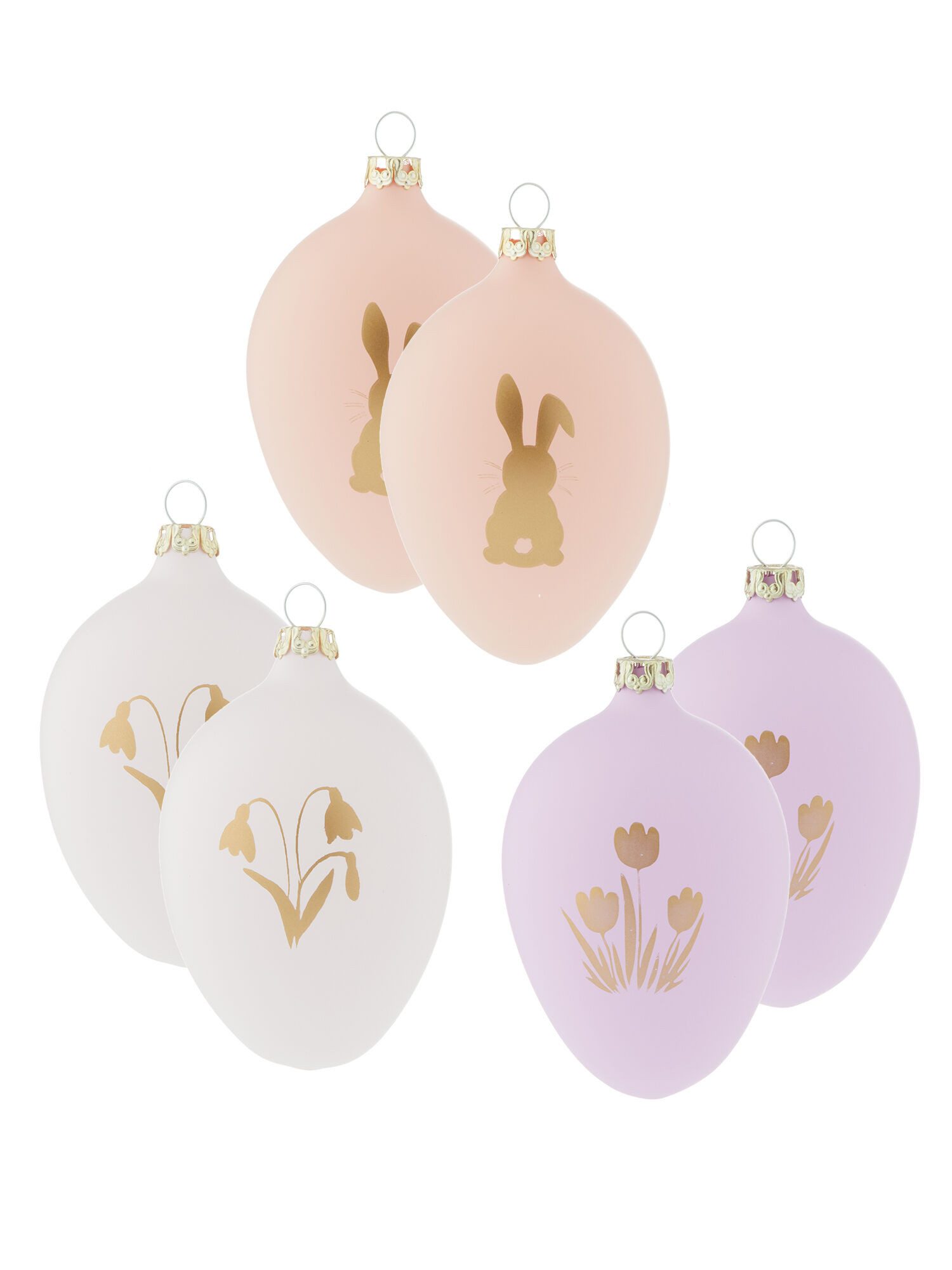Dekorieren macht glücklich Dekoobjekt Glaseier 6er-Set, handbemalt & mundgeblasen (6 St., 6er Set), Ostereier aus Glas, mundgeblasen - Made in Germany