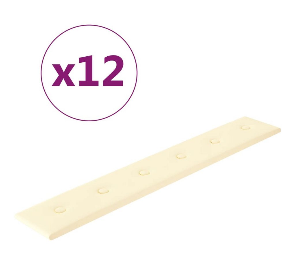Thumbnail - vidaXL Wandpaneel Wandpaneele 12 Stk. Creme 90x15 cm Kunstleder 1,62 m², (12-tlg)