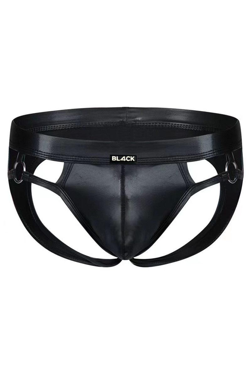 Boxershorts Schwarzer Herren Wetlook Jockstrap Männer Slip elastisch mit Metallrin