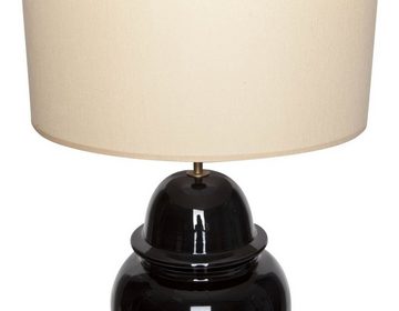 Signature Home Collection Schreibtischlampe, ohne Leuchtmittel, warmweiß, Tischlampe in Keramik schwarz Tempelvase mit Lampenschirm