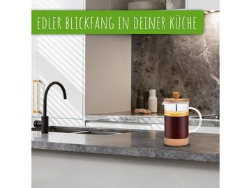 natumo French Press Kanne Natumo French Press, Kaffeepresse aus Glas mit Bambus-Deckel und Kork-