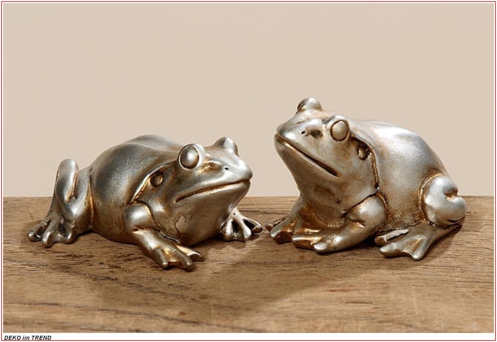 BOLTZE GRUPPE GmbH Tierfigur Froschset 2er Froschset Kunstharz Frosch silber Silberfrosch