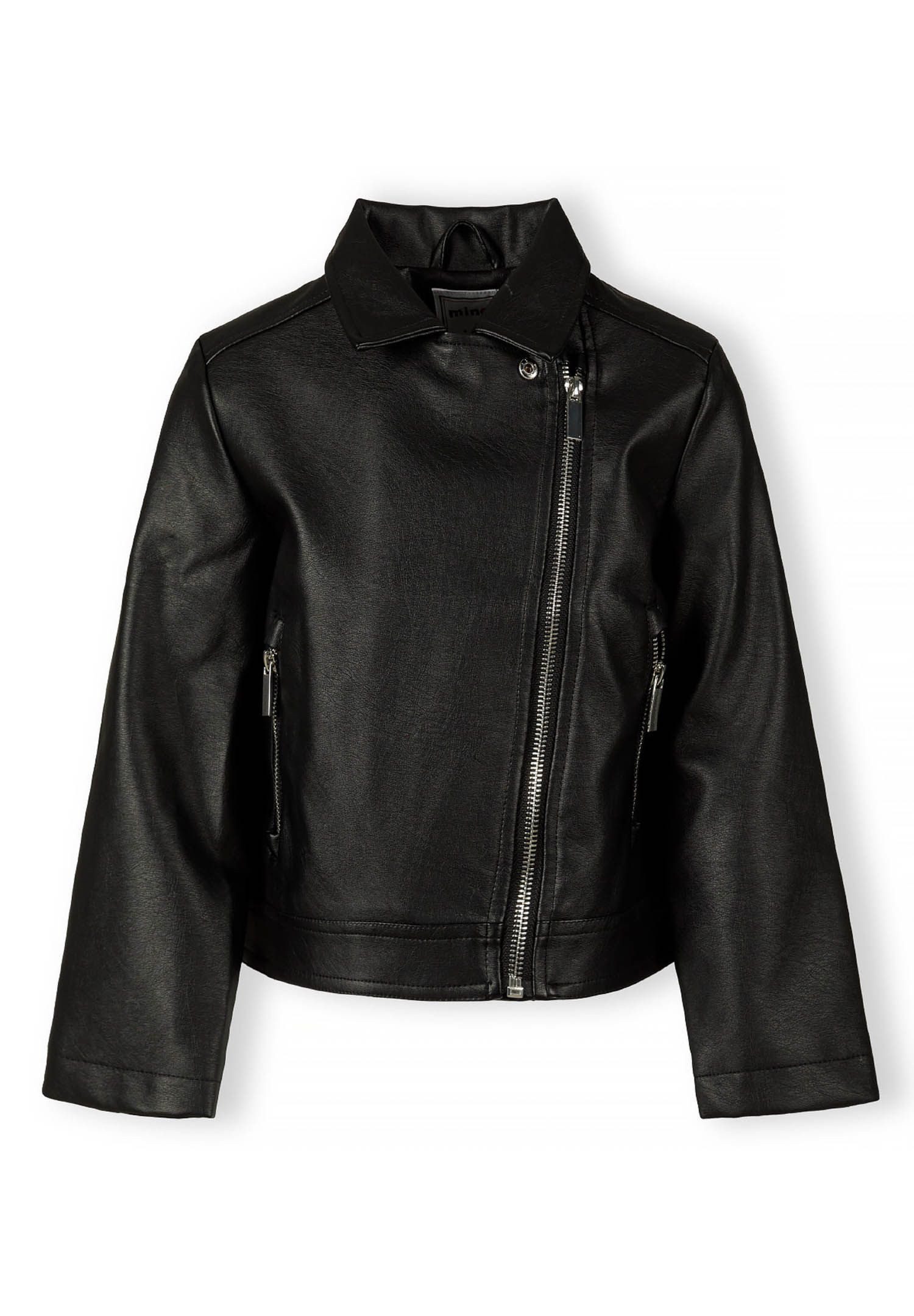 MINOTI Lederimitatjacke Biker-Jacke aus Kunstleder mit schrägem Reißverschluss (2y-14y)