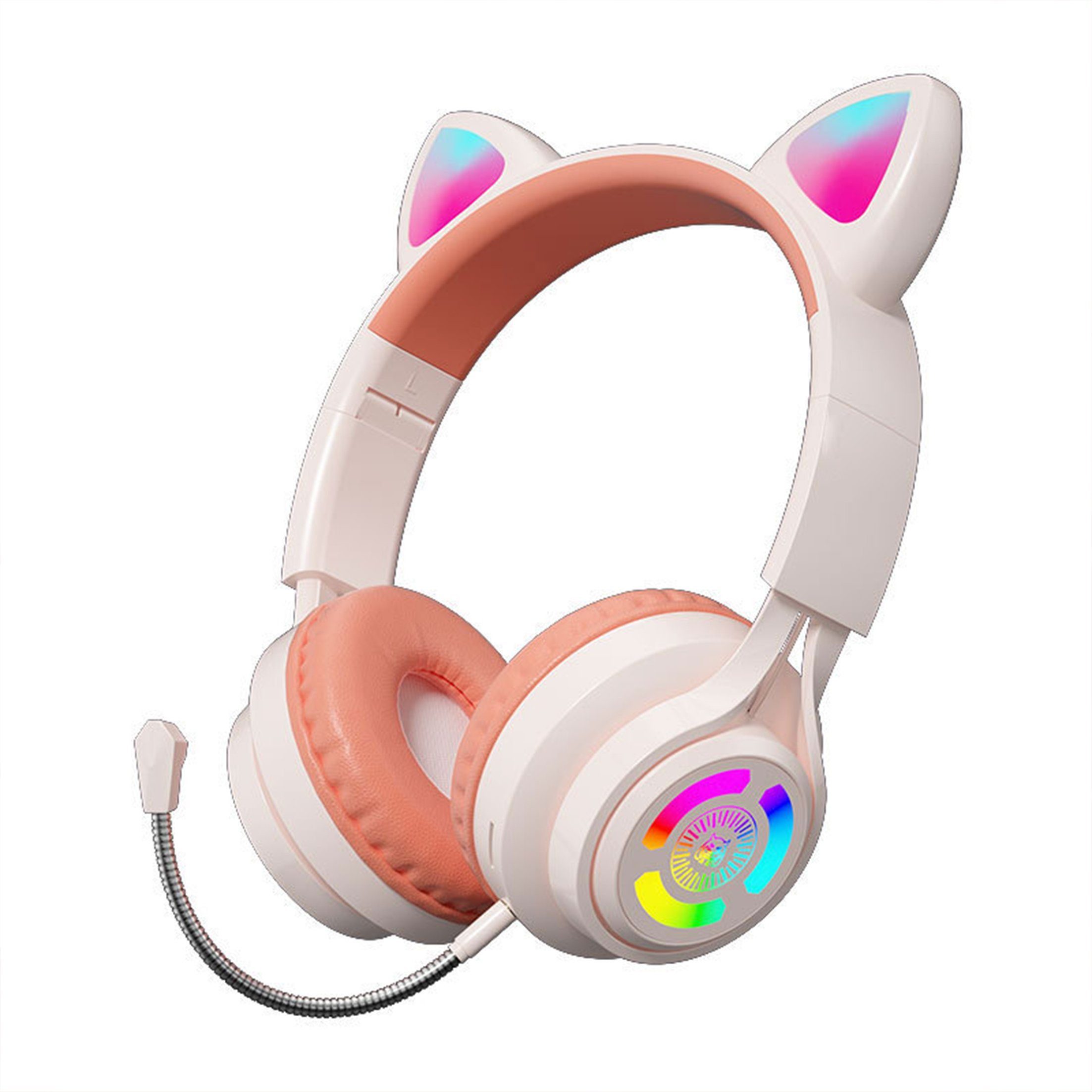 KINSI Dual-Mode Gaming Kopfhörer mit RGB Beleuchtung,Bluetooth 5.3 Over-Ear-Kopfhörer (HD Noise Cancelling Mikrofon - Faltbar für Unterwegs)