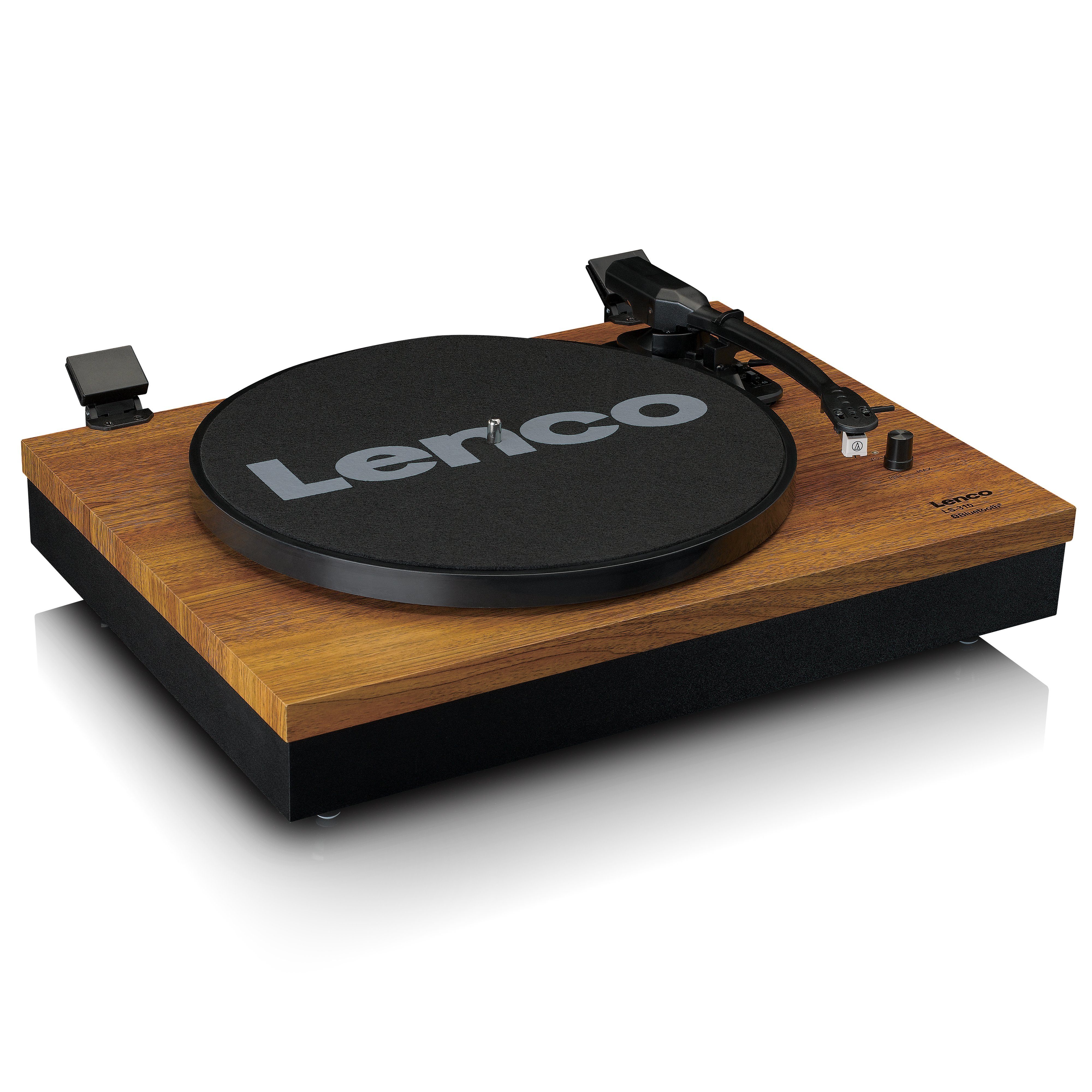 Lenco LS-310WD Plattenspieler (Riemenantrieb, Bluetooth, Bluetooth, Cinch, 33 45 U/min, Staubschutz inkl. 2 Holzlautsprecher) – Bild 4 von 5