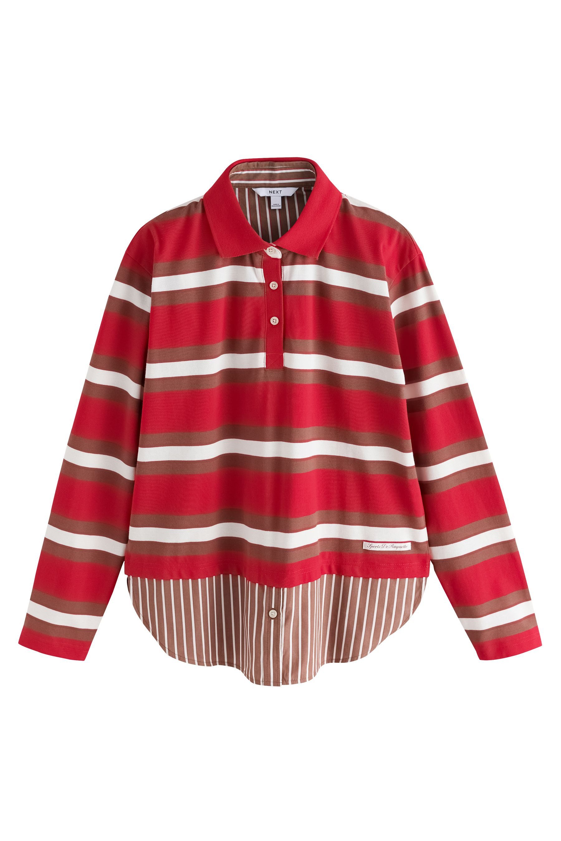 Next Rugbyshirt Gestreiftes Polohemd in Lagenoptik (1-tlg)