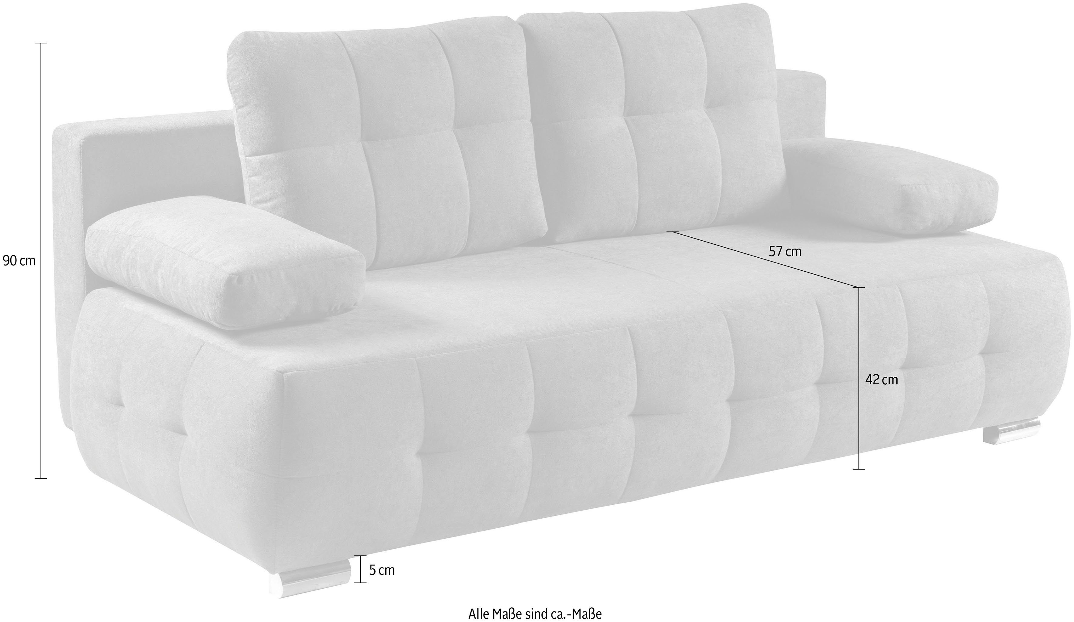2-Sitzer grau Schlafcouch und Bettkasten | mit Schlafsofa Federkern WERK2 & Indigo, grau | grau Sofa