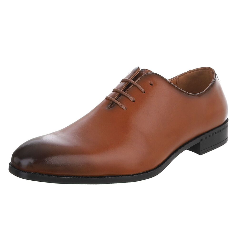 Coolwalk Herrenschnürschuh elegant in Leder-Optik Schnürschuh (91977315) Blockabsatz Business-Schuhe in Camel