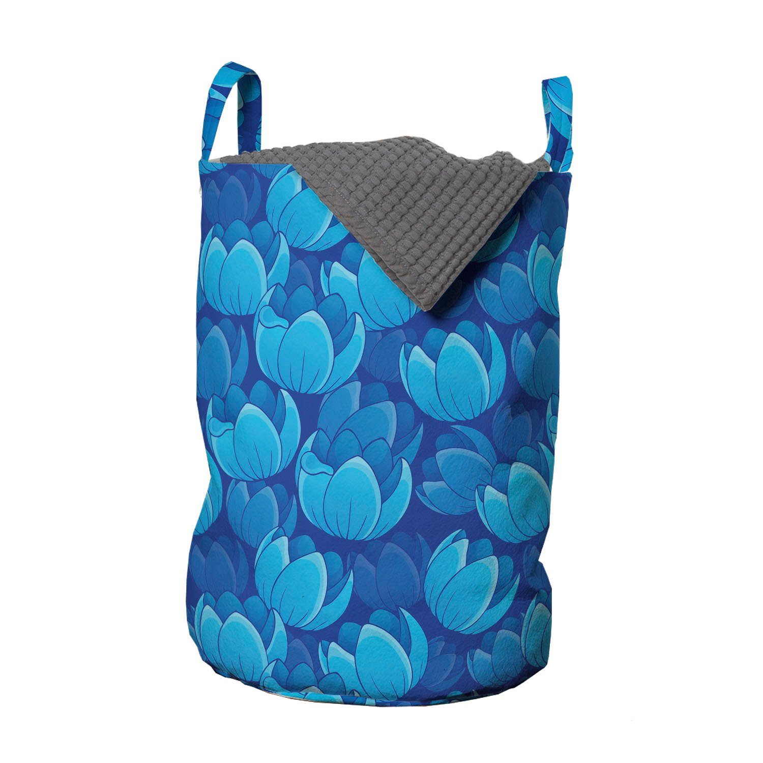 Abakuhaus Wäschesäckchen Wäschekorb mit Griffen Kordelzugverschluss für Waschsalons, Blumen Repetitive Monotone Muster